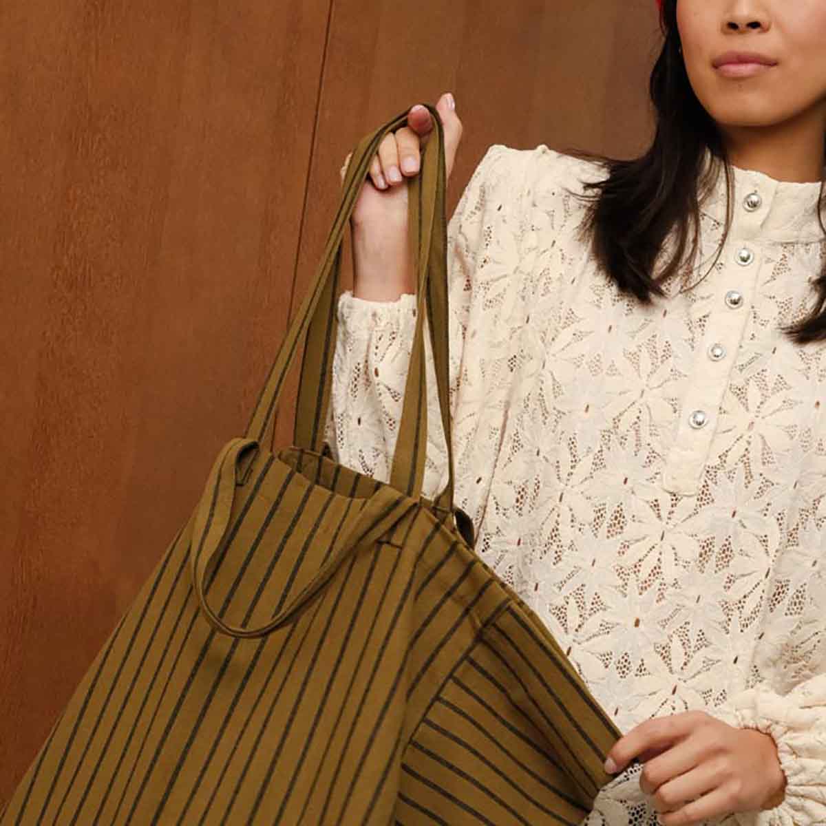 ELISA TOTE BAG TENNIS BLACK / OLIVE