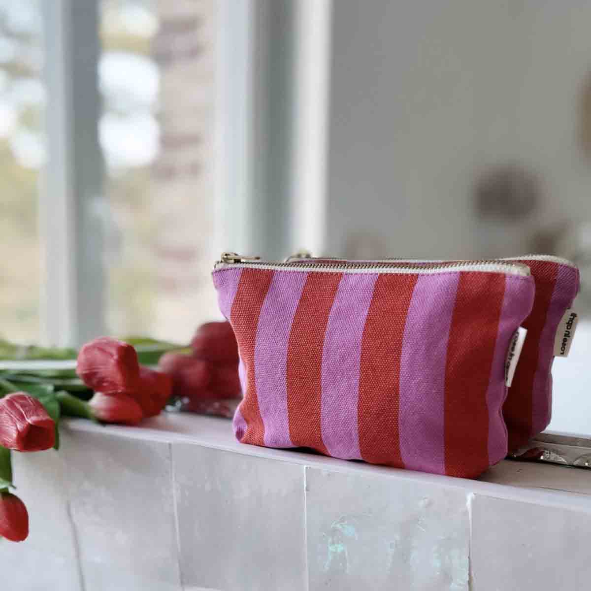 POUCH SOFIA STRIPES ORCHID / TOMATO: ORCHID / TOMATO / STRIPES