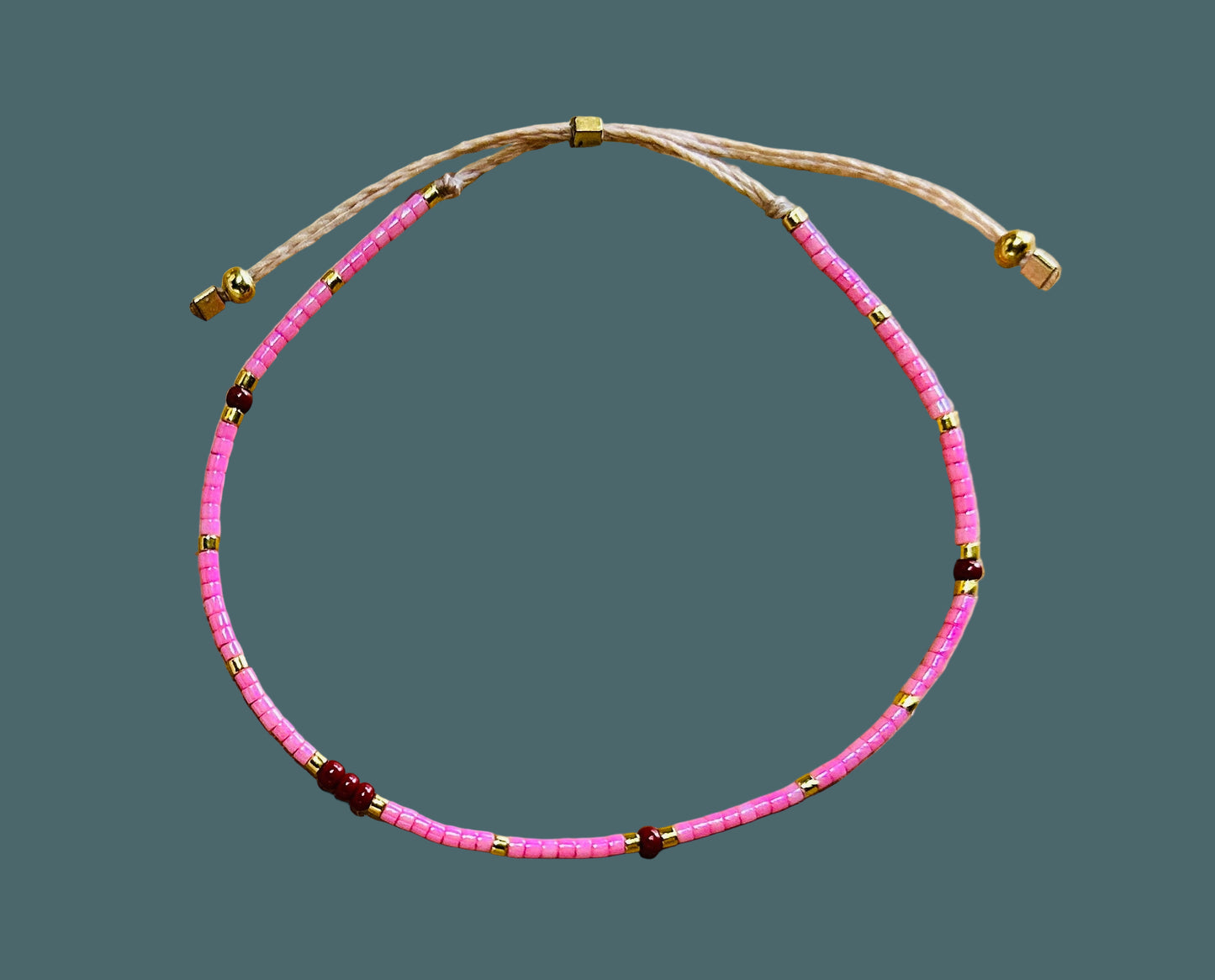 Athena & Co Mahogany/Pink Delica Braid Bracelet