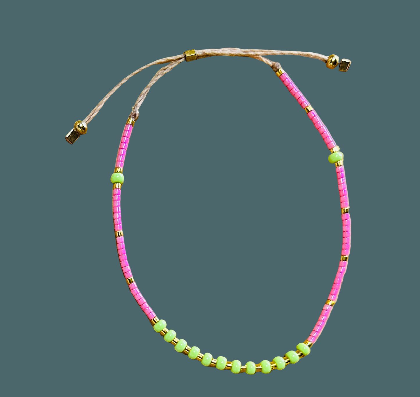Athena & Co Green/Pink Delica Braid Bracelet