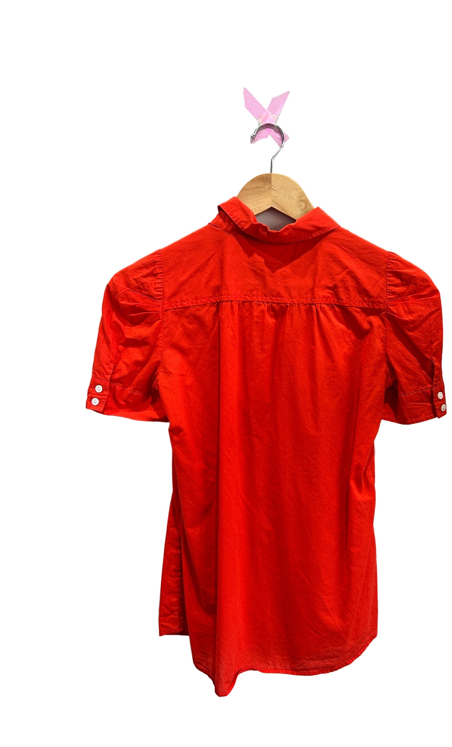J Crew Red Cotton Short Sleeve Shirt Size Size 0