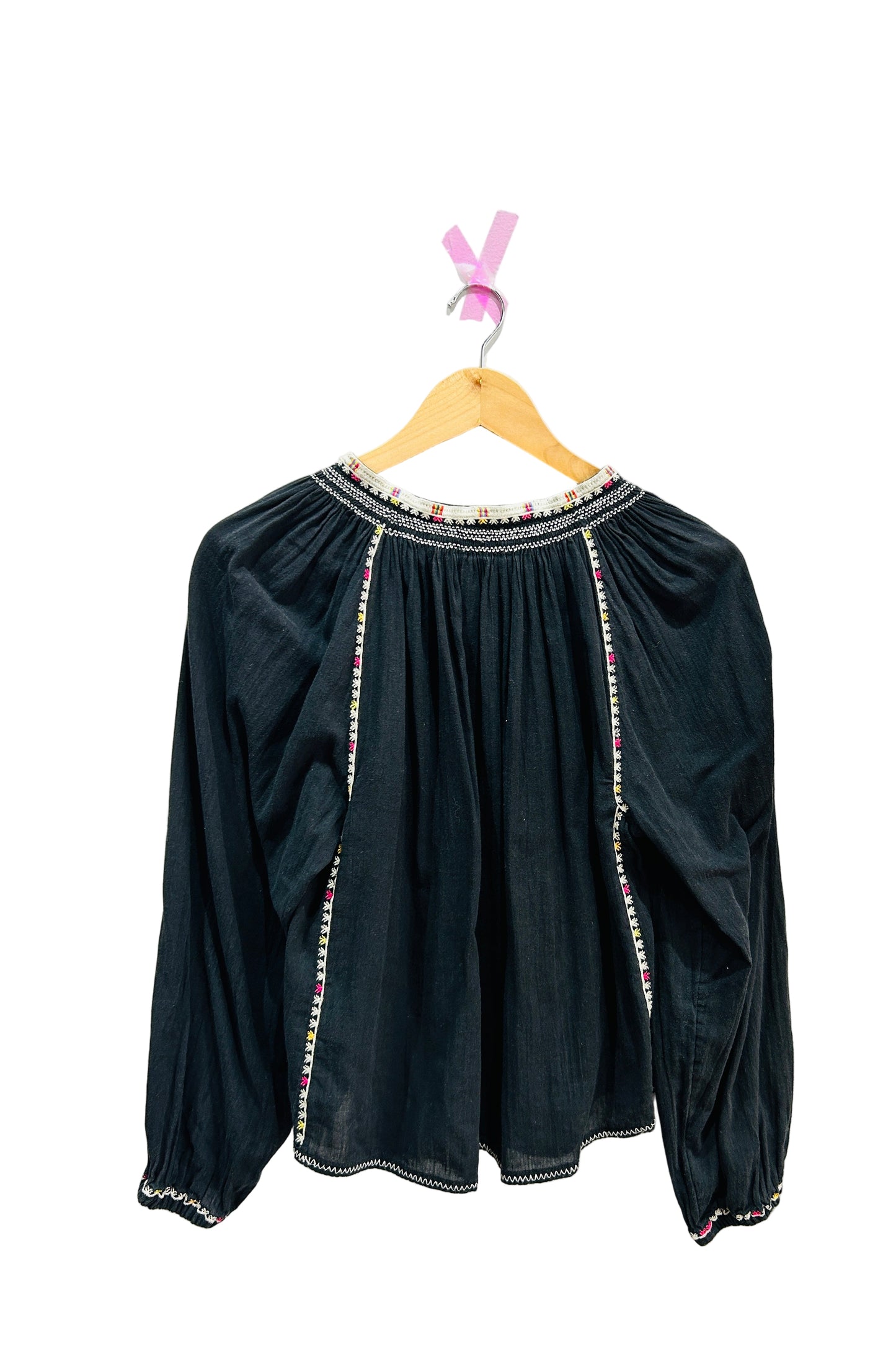 Isabel Marant Etoile Black Embroidered Cotton Top Size 36