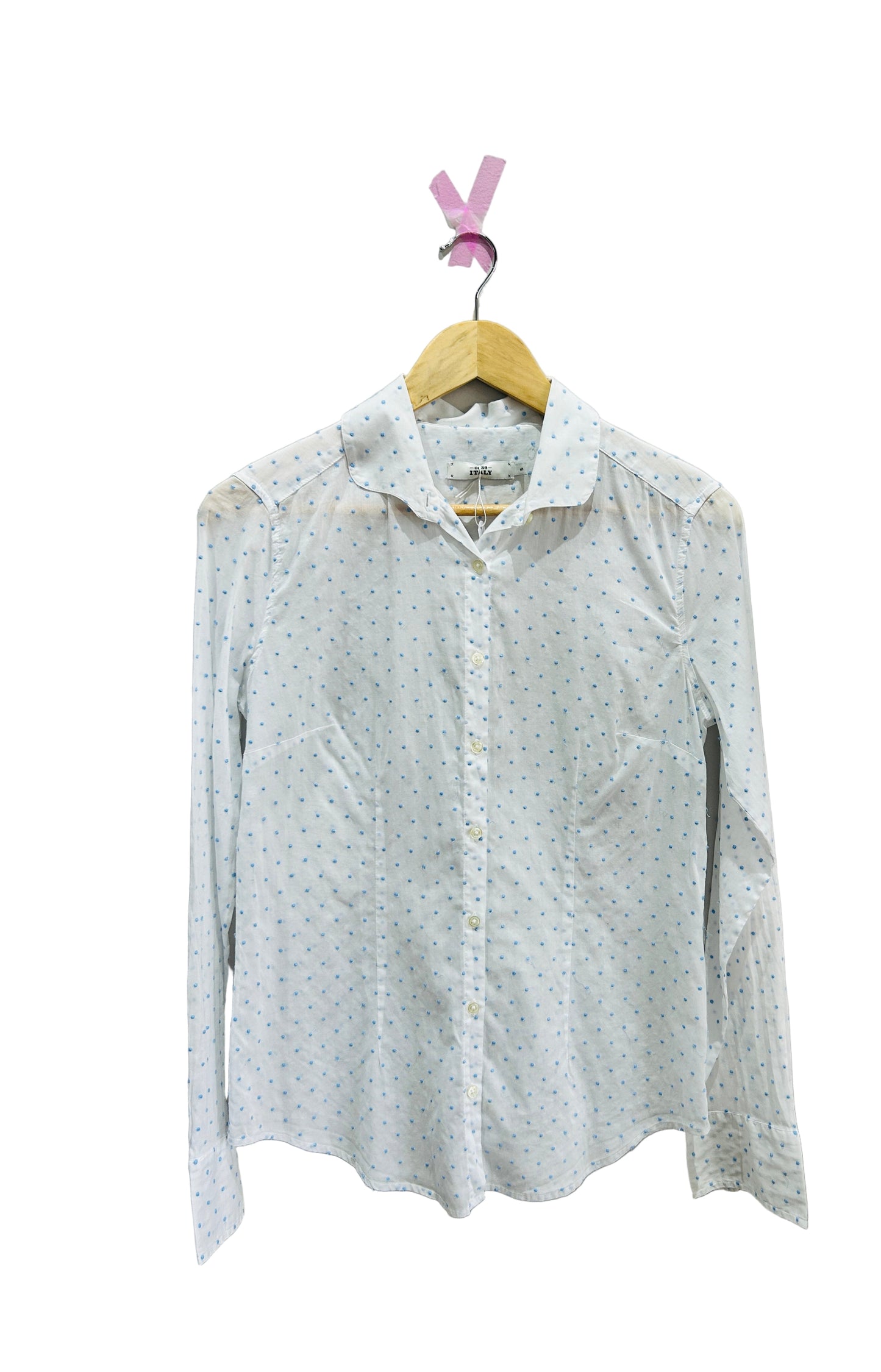 0039 Italy White/Blue Spot Cotton Top Size Small