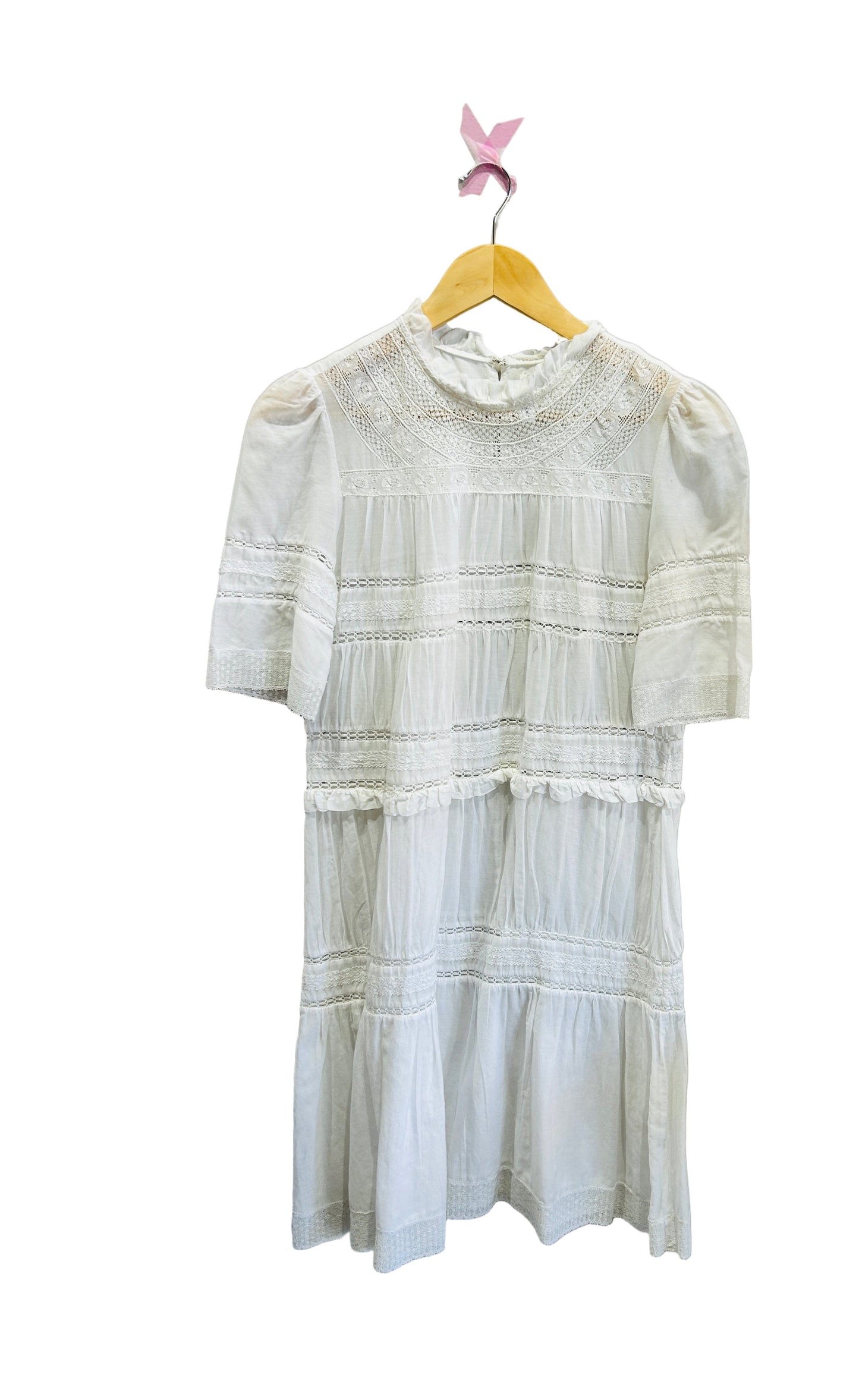 Isabel Marant Etoile White Cotton Voile Lace Dress Size 36