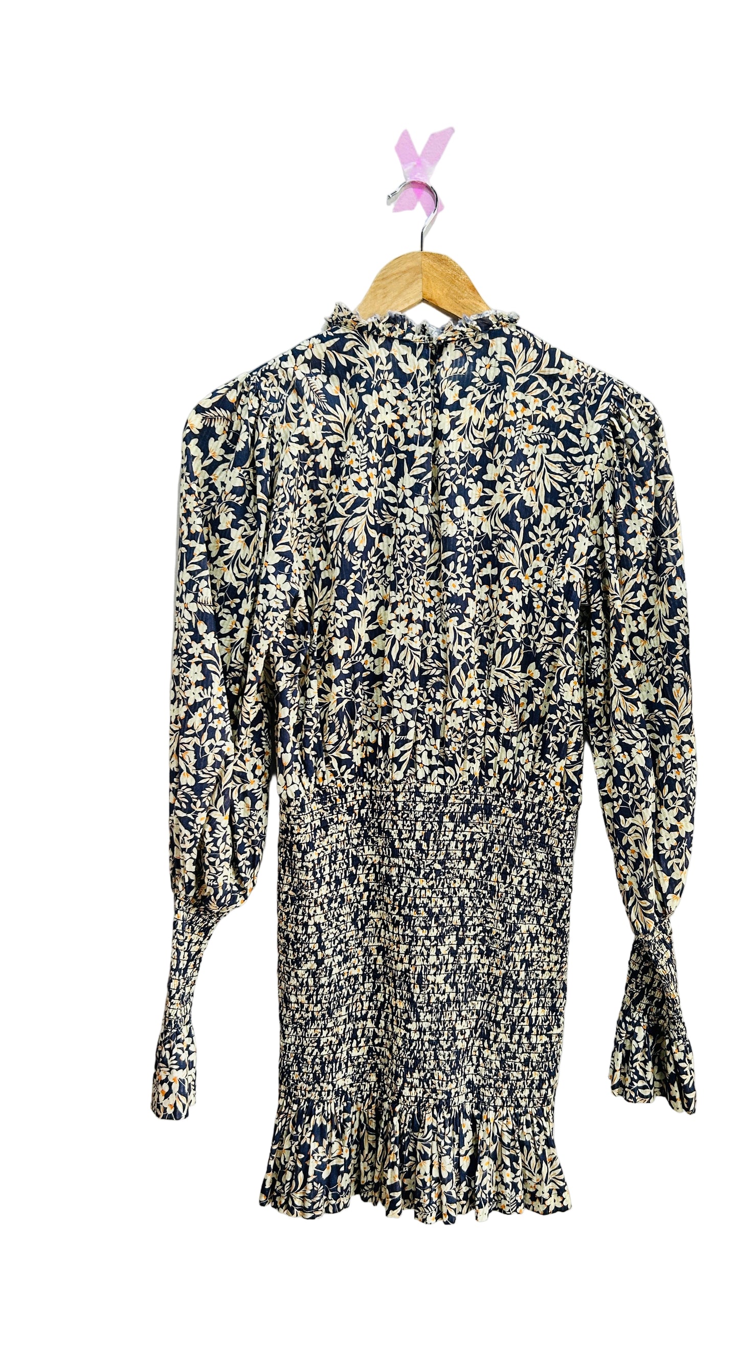 Bec & Bridge Drpped Waist Navy Floral Cotton Voile Dress Size 8