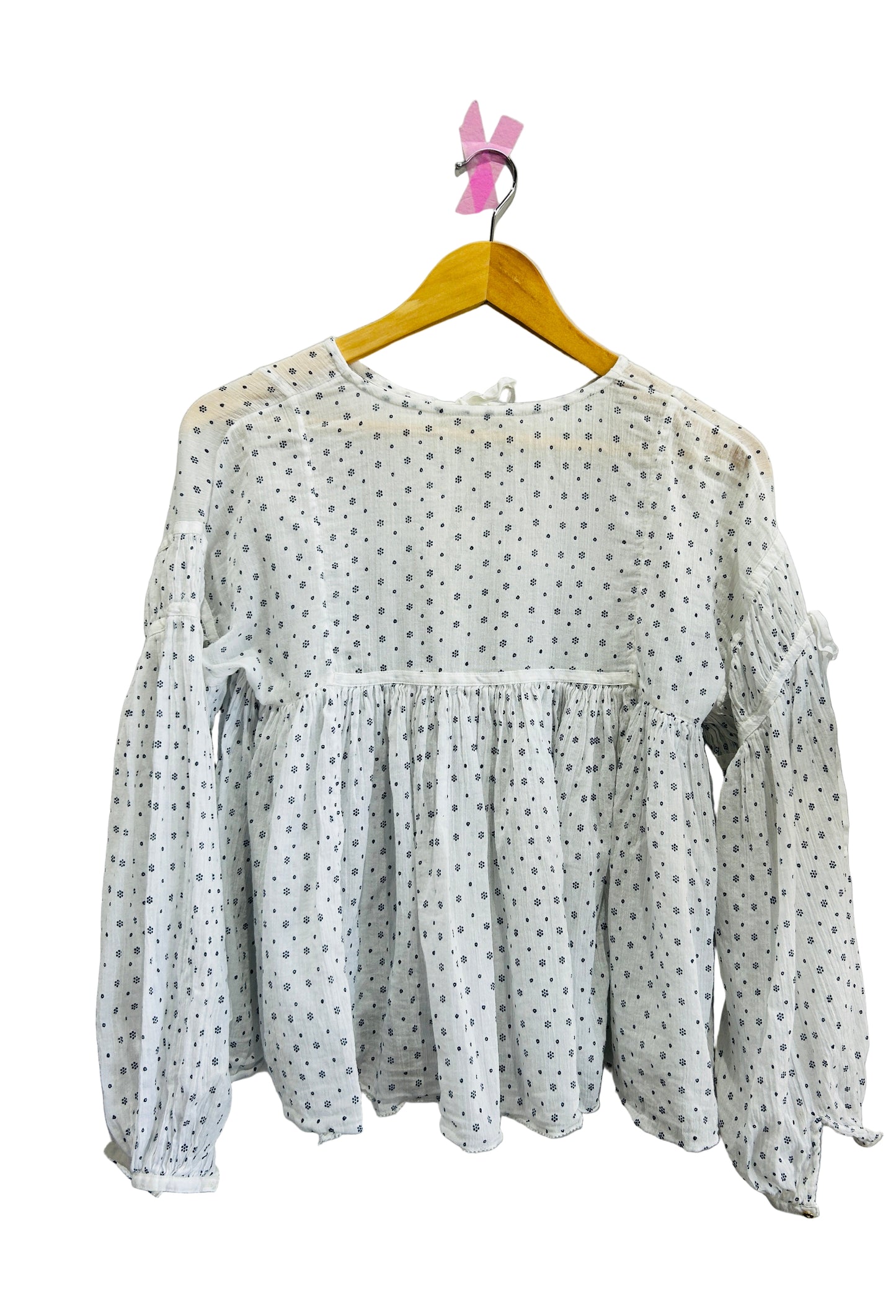 Ulla Johnson White/Navy Spot Cotton Top Size 2