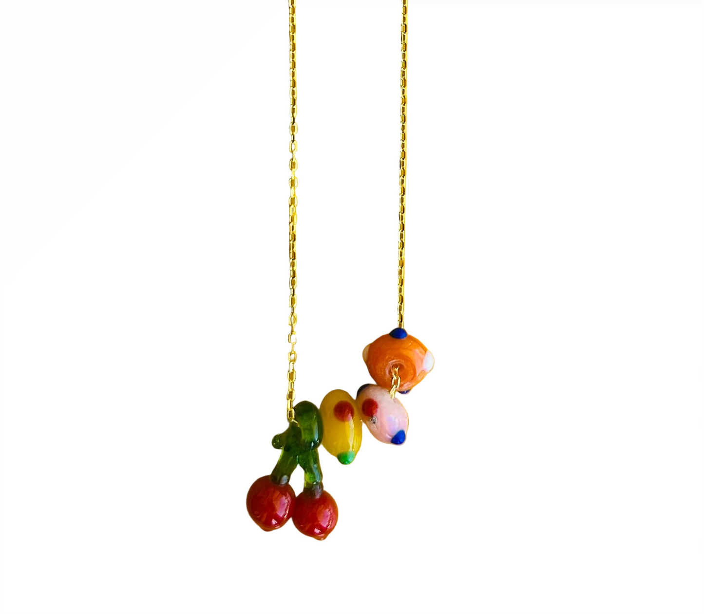Glass Fruit Necklace Cherries