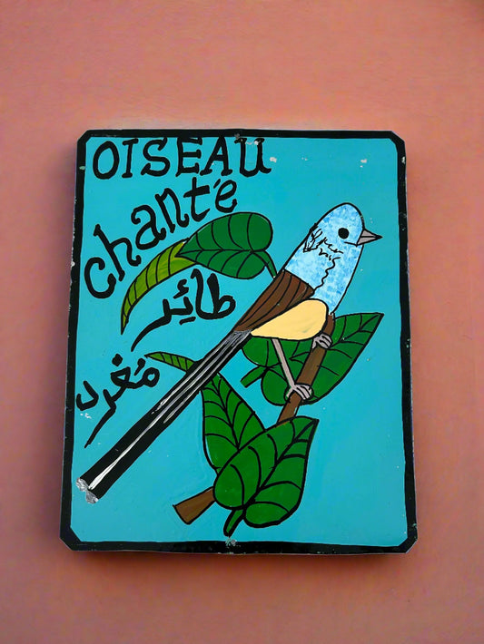 Marrakech metal OISEAU CHANTE painting