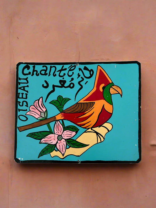Marrakech metal OISEAU CHANTE painting