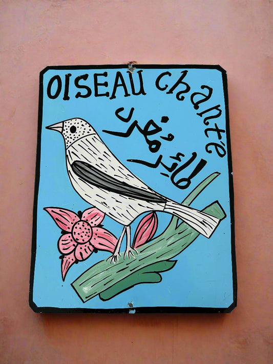 Marrakech metal OISEAU CHANTE painting