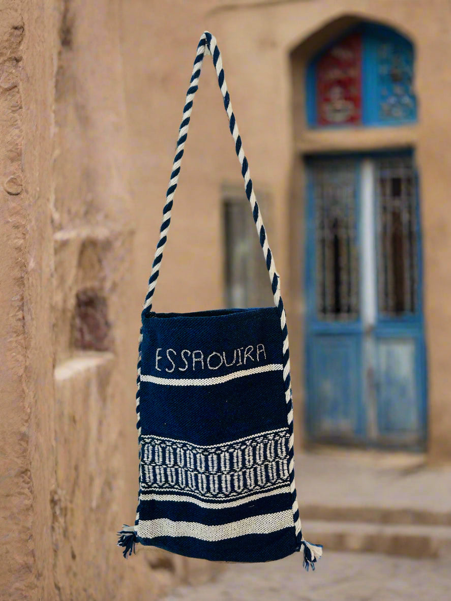 La Famille Marrakech/Essaouira Navy Woven Bag