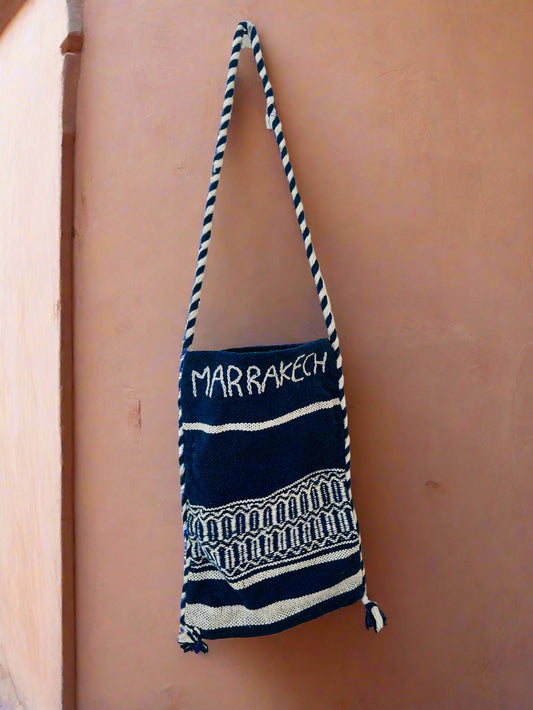 La Famille Marrakech/Essaouira Navy Woven Bag
