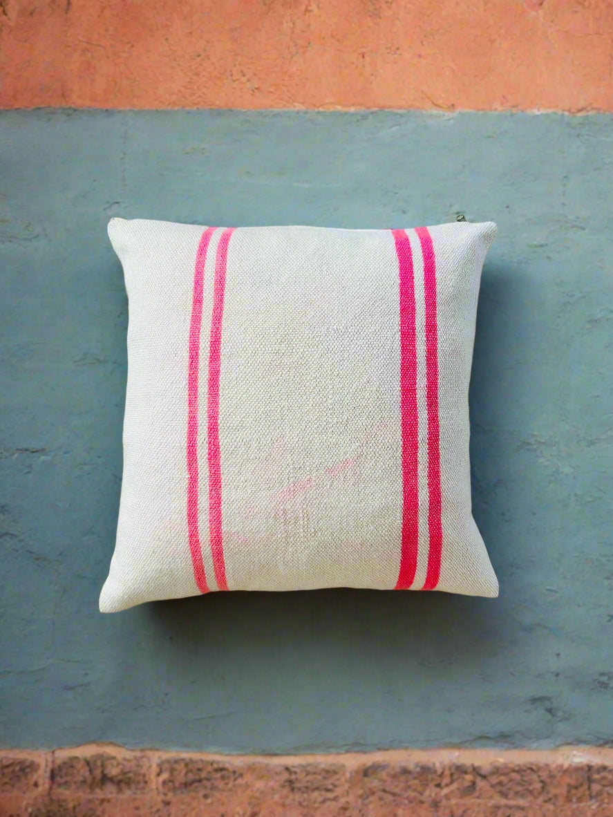 Moroccan Pink Stripe Wool Cushion