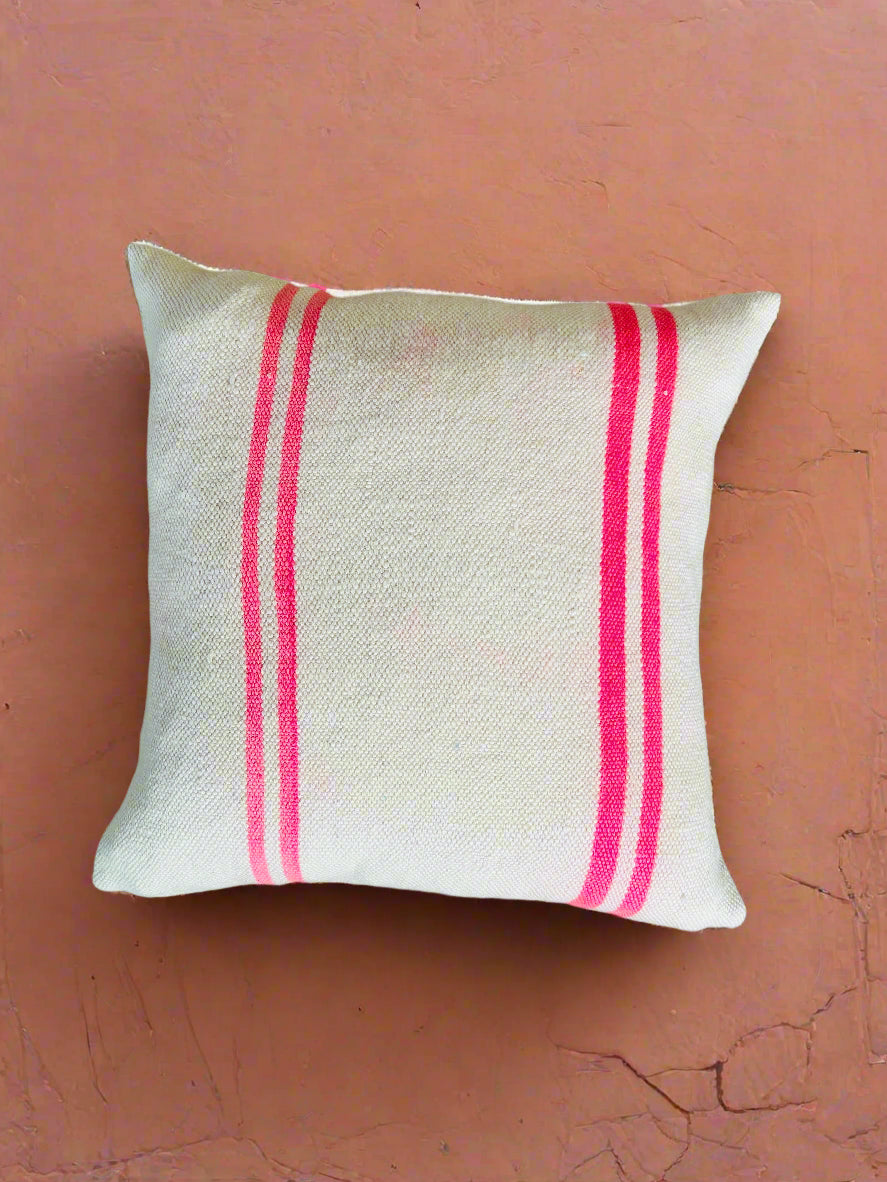 Moroccan Pink Stripe Wool Cushion