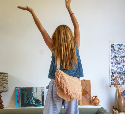 Lalla Marrakech Beige Fringe Cross Body