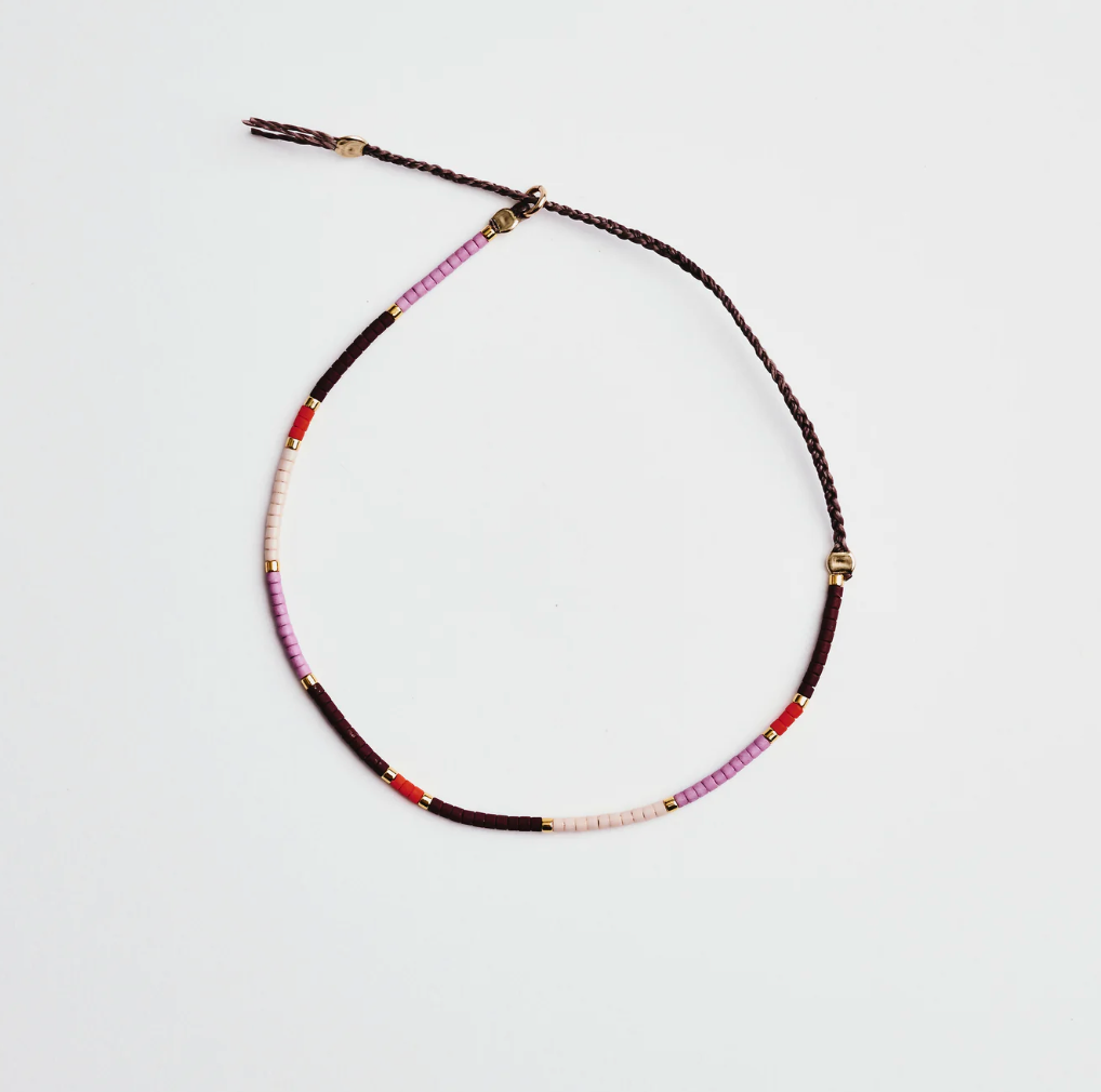 Athena & Co Mahogany/Orange/Mauve Delica Braid Bracelet