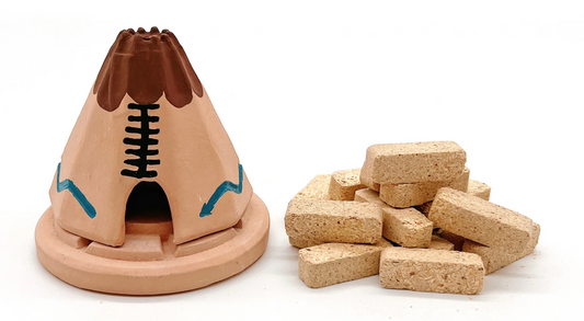 Incienso De Santa Fe Ceramic Teepee Incense Burner With 20 Count Box Pinon Scent Incense