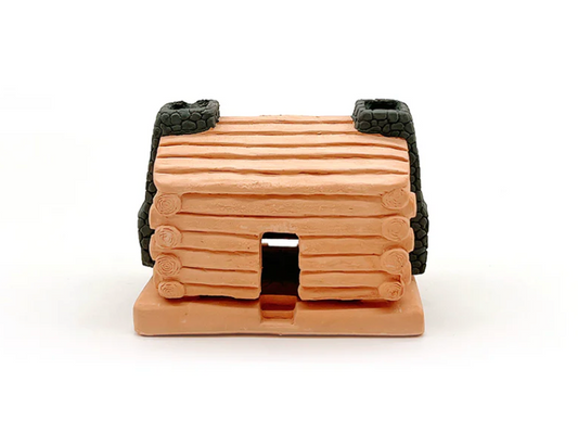 Incienso De Santa Fe Ceramic Log Cabin Incense Burner With 20 Count Box Pinon Scent Incense