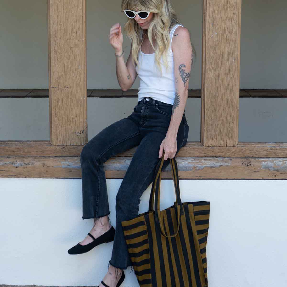 ELISABETH TOTE BAG STRIPES CUMIN