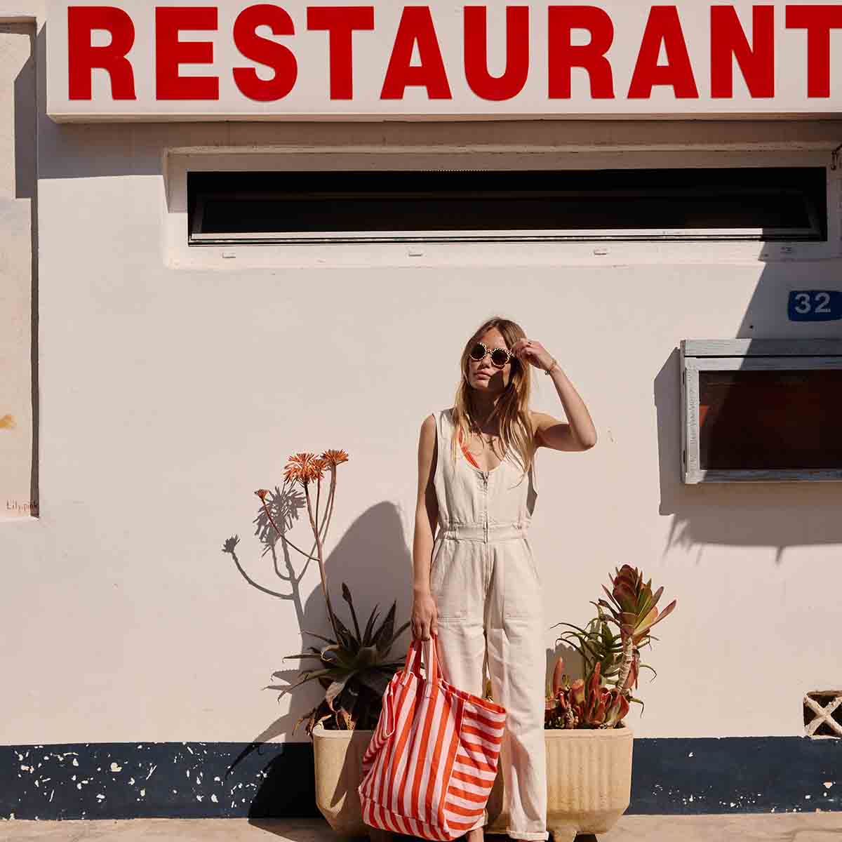 ELISA TOTE BAG STRIPES TOMATO / CANDY PINK: TOMATO / CANDY PINK / STRIPES