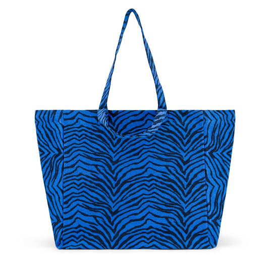 ELISA TOTE BAG ZEBRA GREEK BLUE: GREEK BLUE / ZEBROU