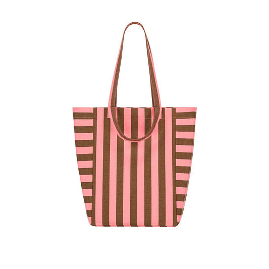 ELISABETH TOTE BAG STRIPES FUNKY PINK / OLIVE