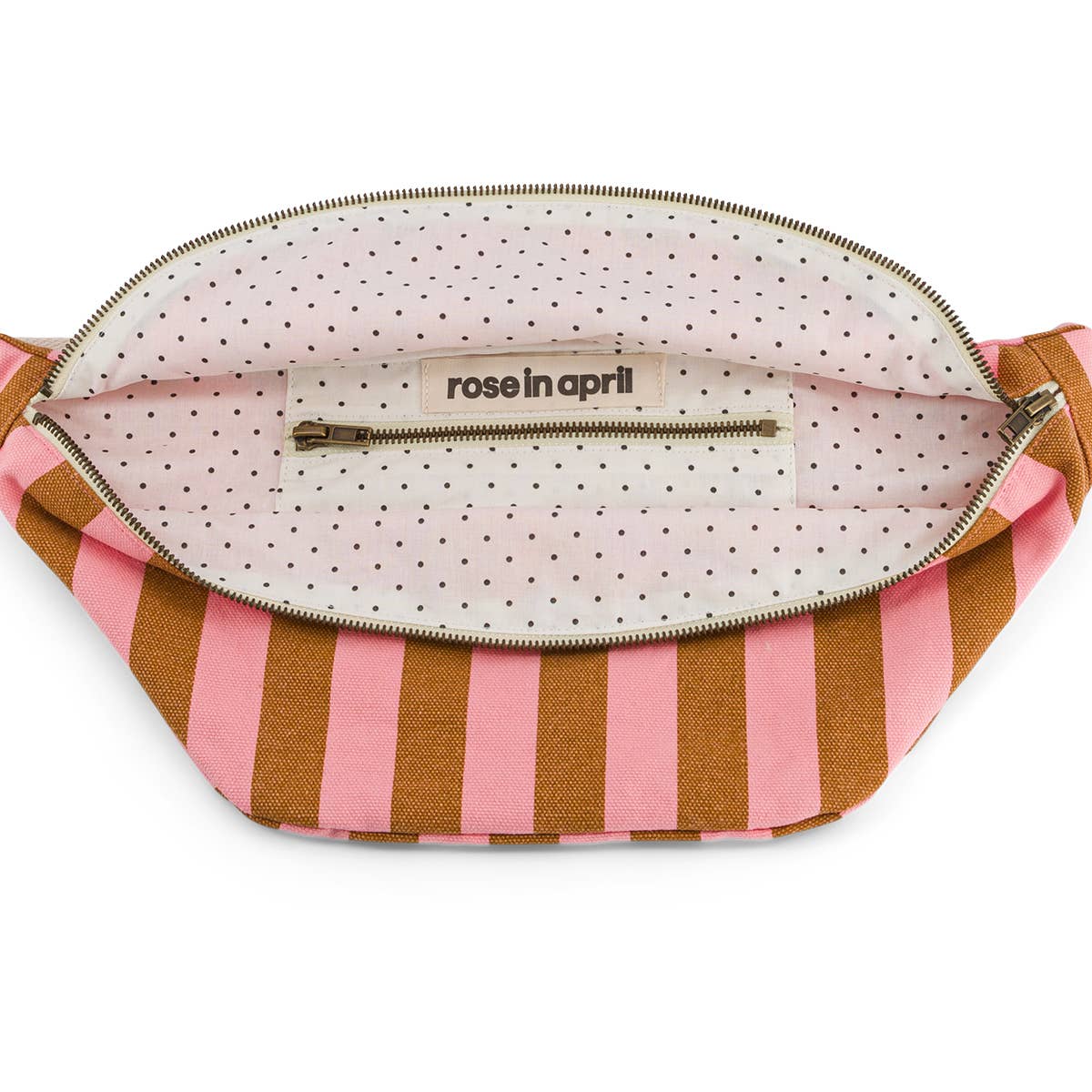 WOMEN BUM BAG STRIPES CARAMEL / STRAWBERRY