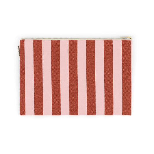 LILI FLAT POUCH STRIPES BRICK / MARSHMALLOW