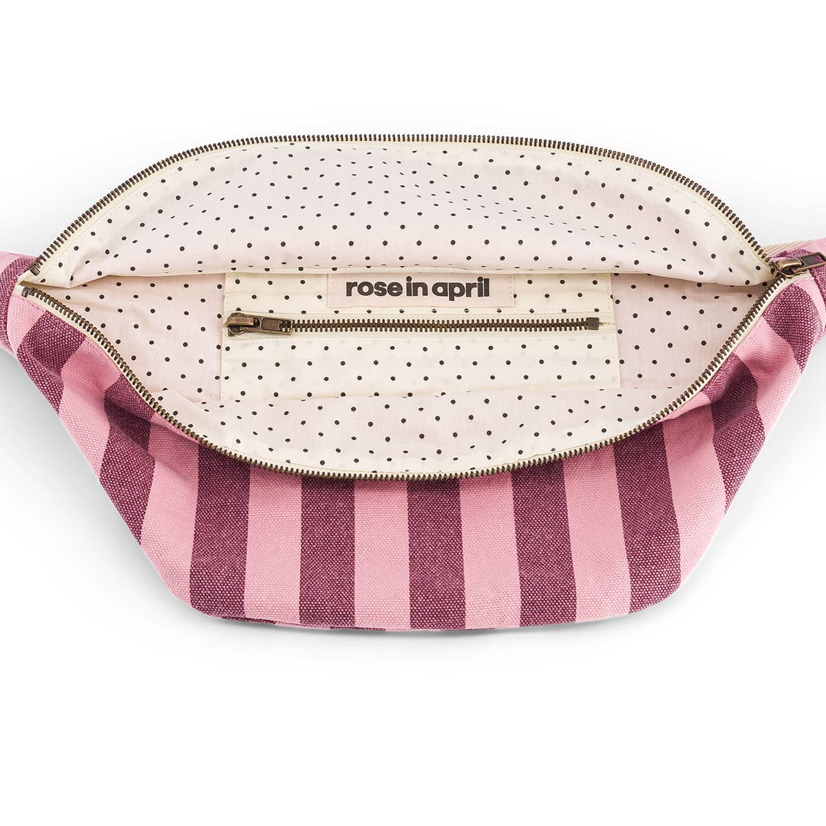 WOMEN BUM BAG STRIPES BURGUNDY /BUBBLE PINK