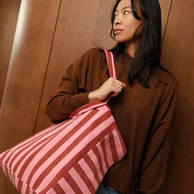 ELISA TOTE BAG STRIPES BRICK / PINK