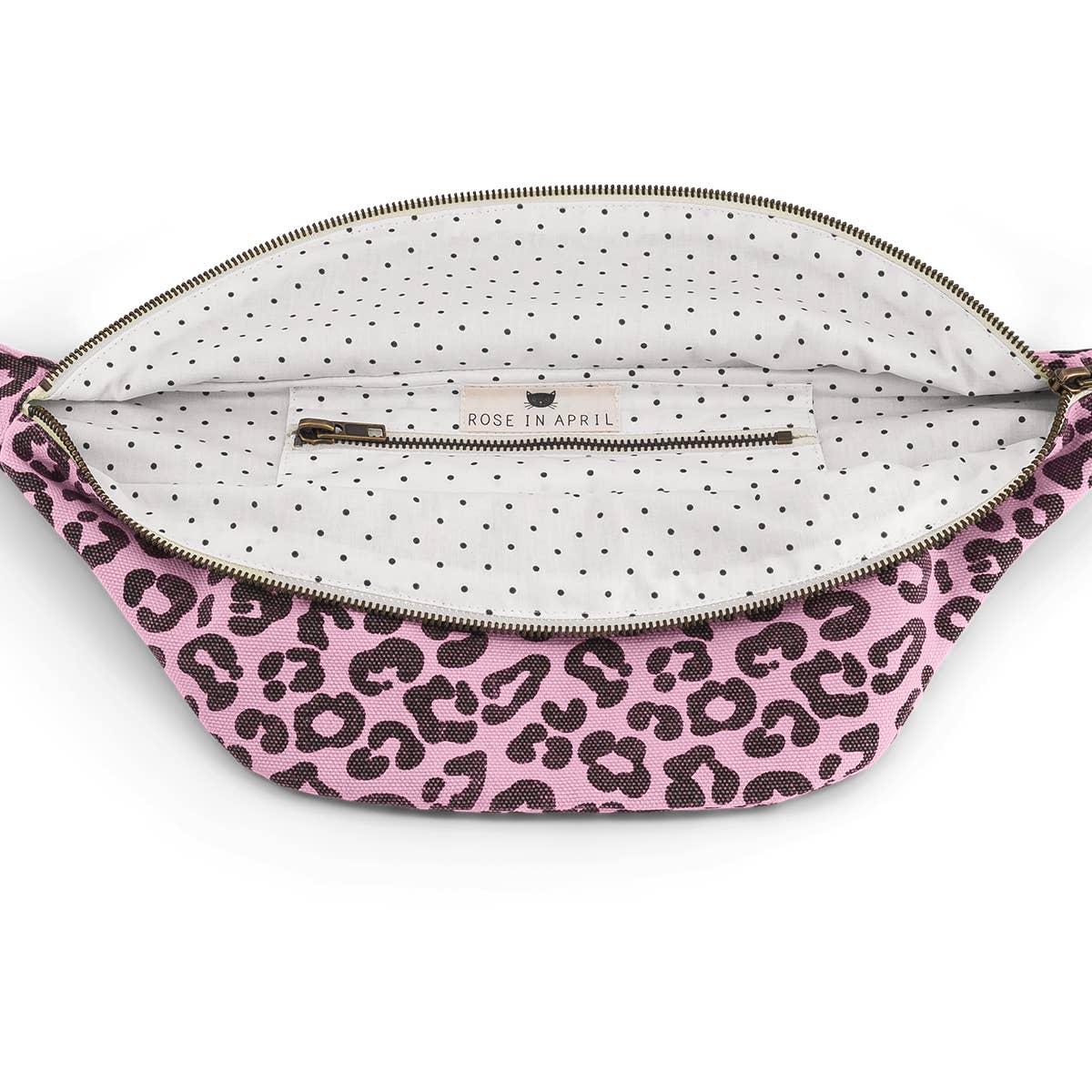 Rose In April Paris Pink Canvas Leopard Print Bum Bag
