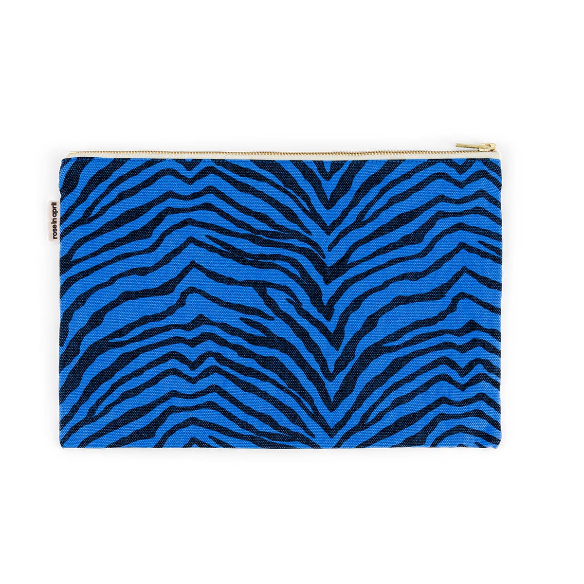LILI FLAT POUCH ZEBROU GREEK BLUE: GREEK BLUE / ZEBROU