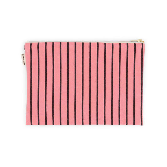 LILI FLAT POUCH STRIPES TENNIS BLACK / FUNKY PINK