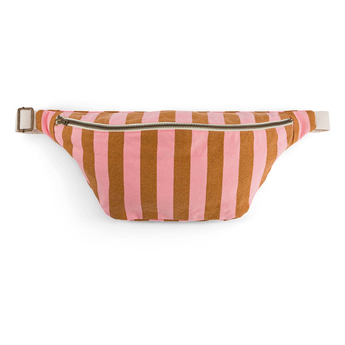 WOMEN BUM BAG STRIPES CARAMEL / STRAWBERRY