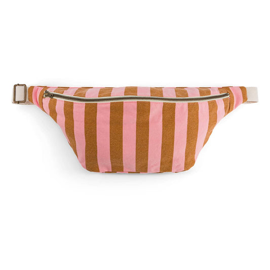 WOMEN BUM BAG STRIPES CARAMEL / STRAWBERRY