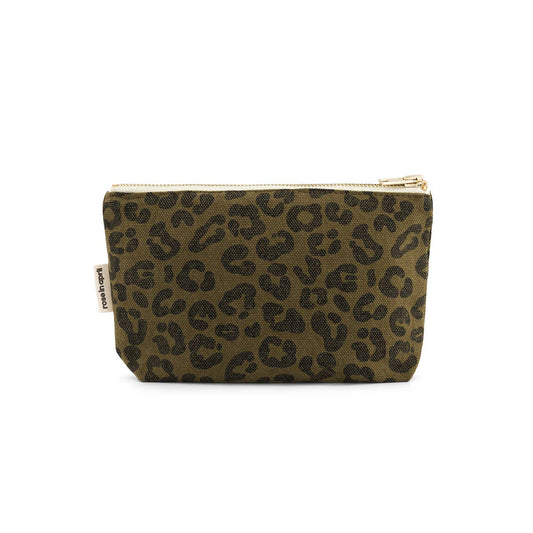 A Rose In April Paris Olive Leopard Print Canvas Sofia Clutch