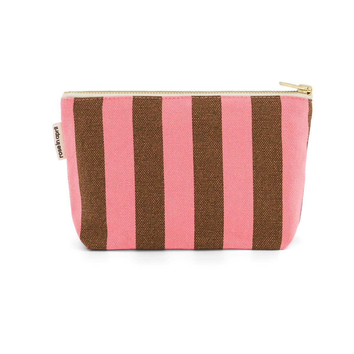 Rose in April Paris Pink/Olive Stripe Canvas Sofia Clutch