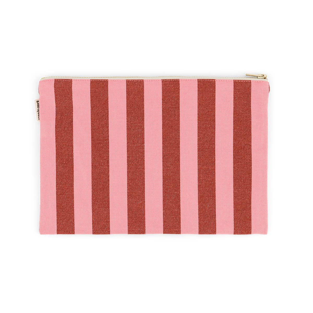 LILI FLAT POUCH STRIPES BRICK / PINK