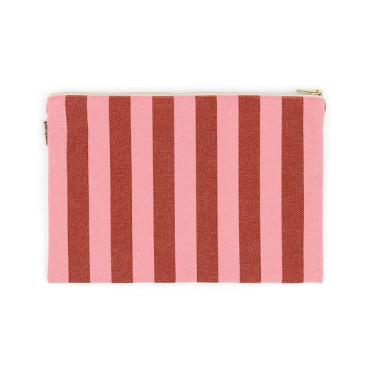 LILI FLAT POUCH STRIPES BRICK / PINK
