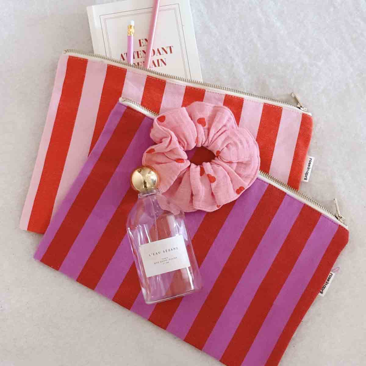 Rose In April Paris Tomato/Candy Pink Canvas Lili Clutch