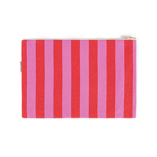 LILI FLAT POUCH STRIPES ORCHID / TOMATO: ORCHID / TOMATO