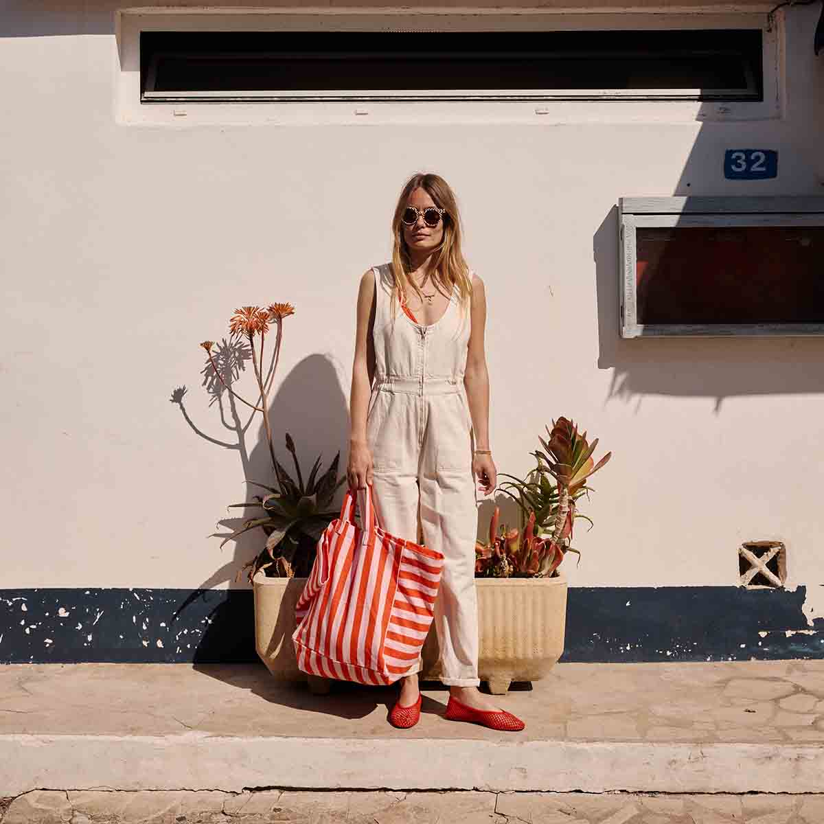 ELISA TOTE BAG STRIPES TOMATO / CANDY PINK: TOMATO / CANDY PINK / STRIPES