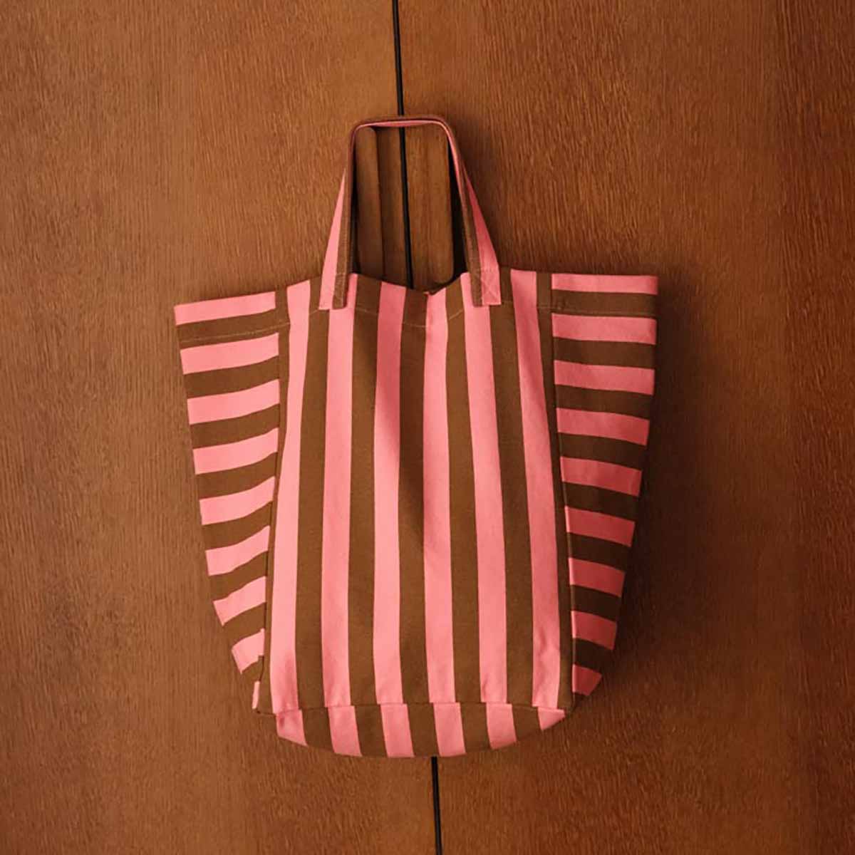 ELISABETH TOTE BAG STRIPES FUNKY PINK / OLIVE