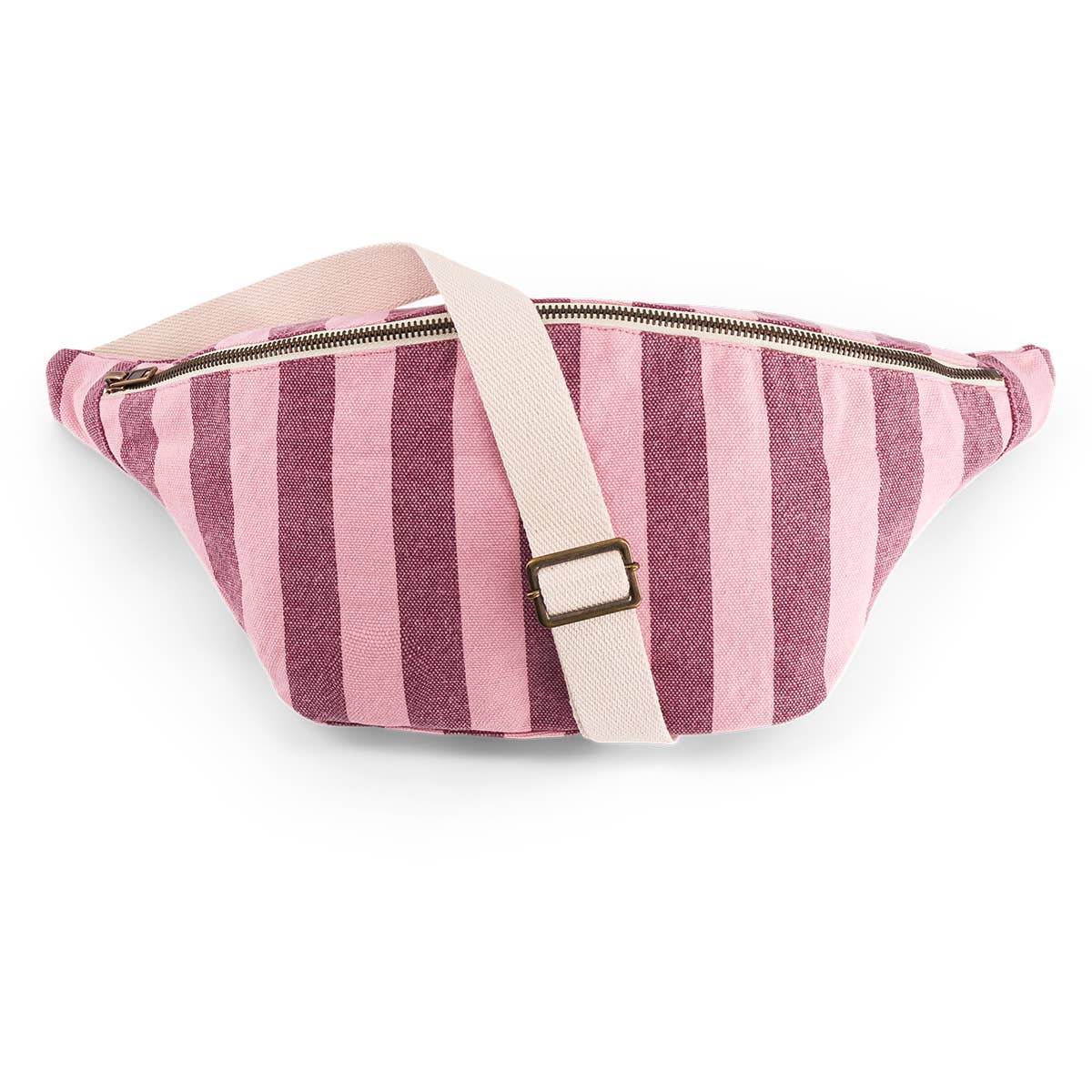 WOMEN BUM BAG STRIPES BURGUNDY /BUBBLE PINK