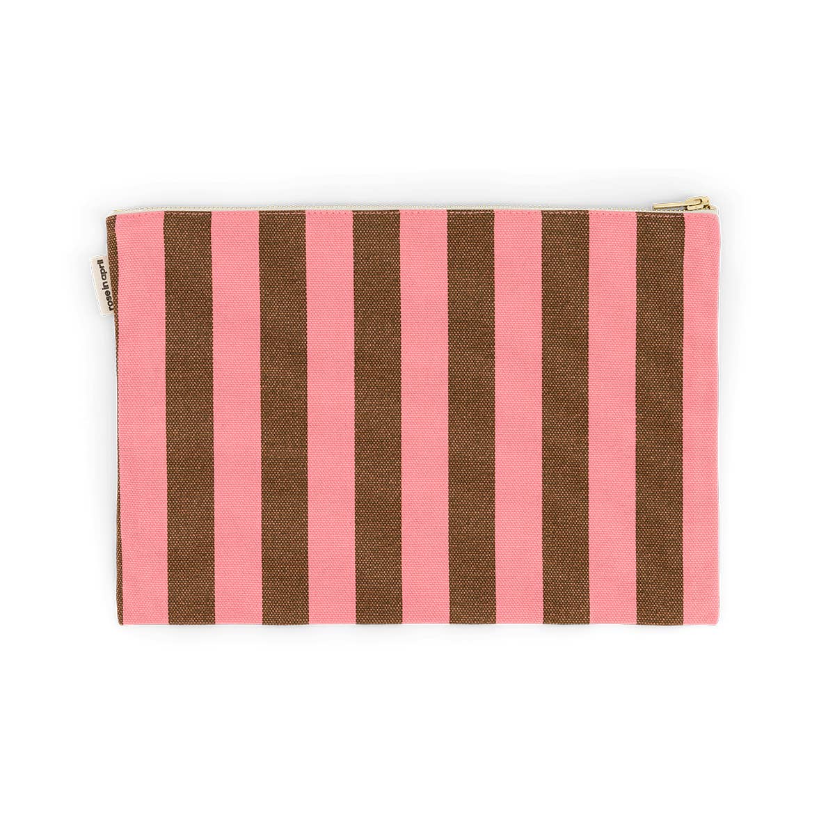 LILI FLAT POUCH STRIPES  FUNKY PINK / OLIVE