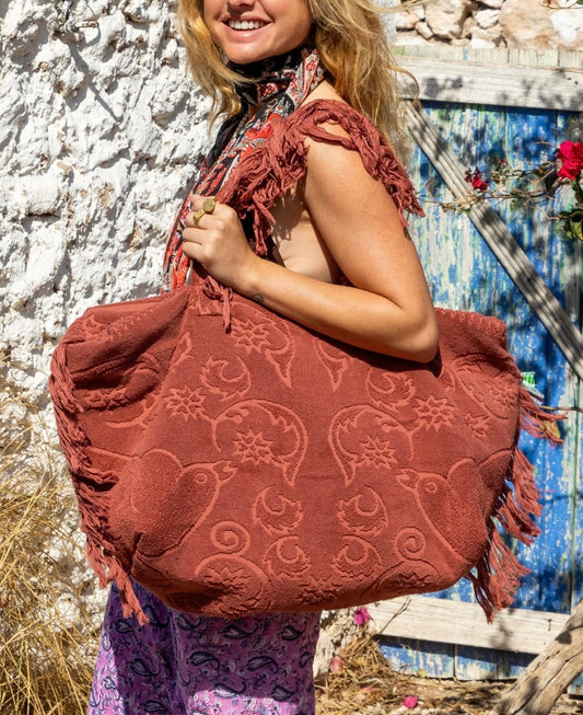 Lalla Marrakech Sahara Sand Fringe Overnighter/Beach Bag