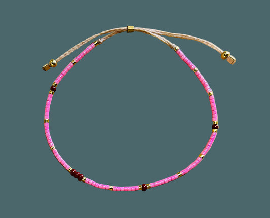 Athena & Co Mahogany/Pink Delica Braid Bracelet