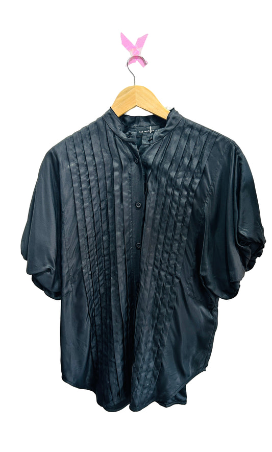 Lee Mathews Black Viscose Sort Puff Sleeve Shirt Size 1
