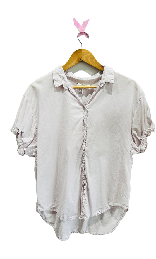 Xirena Grey/LilacShort Sleeve Cotton Shirt Size S