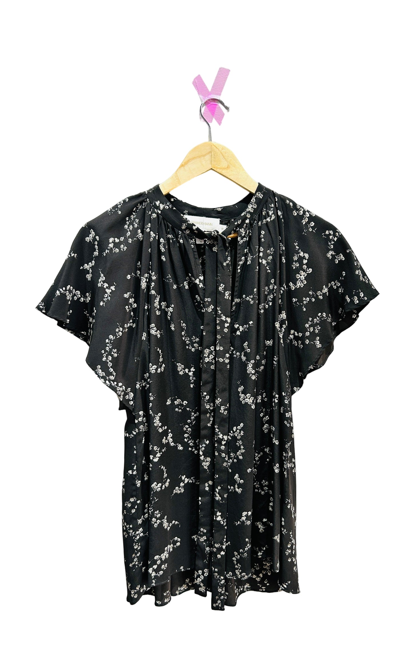 Zimmermann Black Print Silk Top Size 0